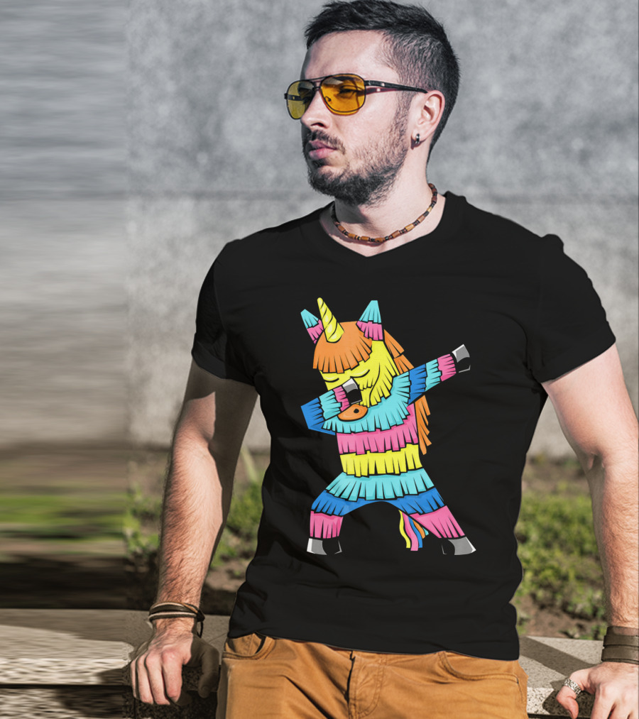 Cinco De Mayo Unicorn Dabbing Colorful Pinata Fun T-Shirt
