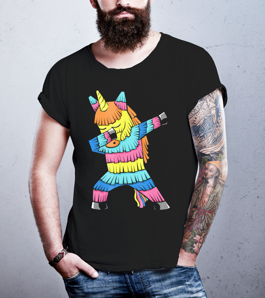 Cinco De Mayo Unicorn Dabbing Colorful Pinata Fun T-Shirt