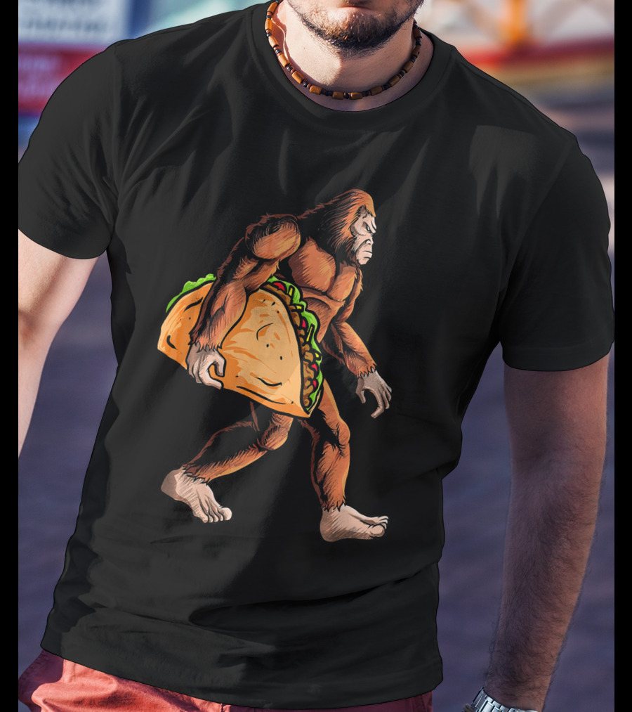Bigfoot Carrying Giant Taco For Cinco De Mayo T-Shirt