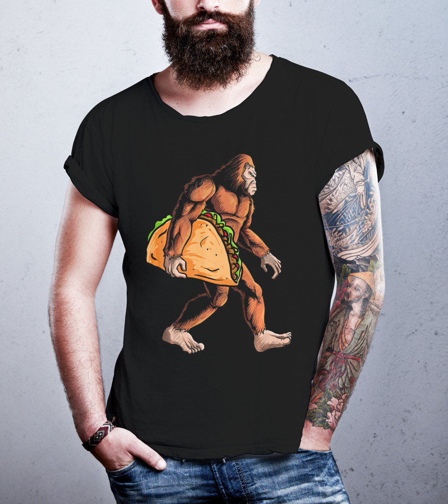 Bigfoot Carrying Giant Taco For Cinco De Mayo T-Shirt