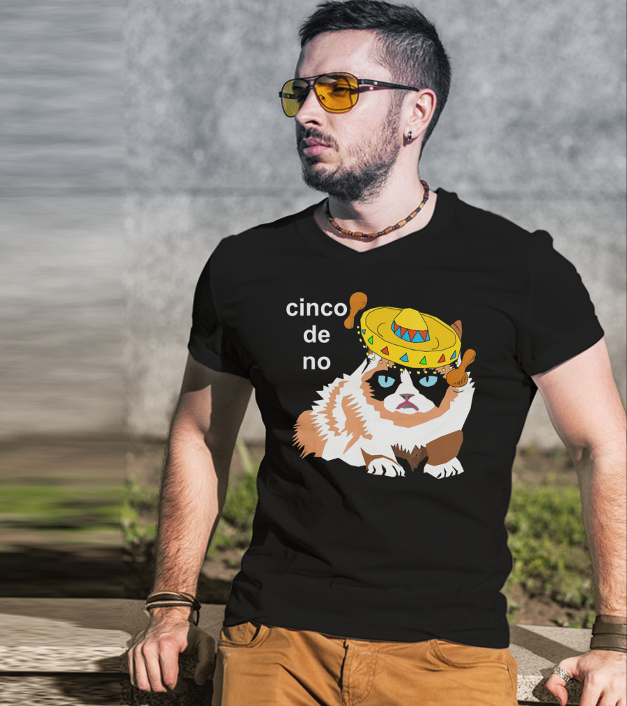 Cinco De No Angry Cat Sombrero Humor T-Shirt