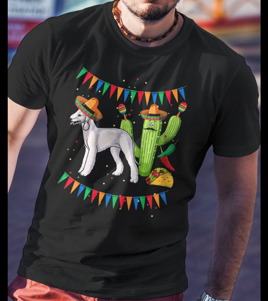 Sombrero Bedlington Terrier Dog Cactus Fiesta Mexico T-Shirt