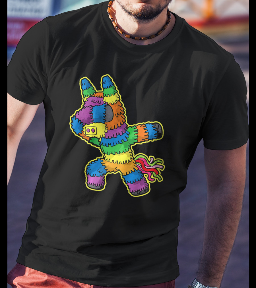 Dabbing Pinata Rainbow Colors Cinco De Mayo Kids Fun T-Shirt