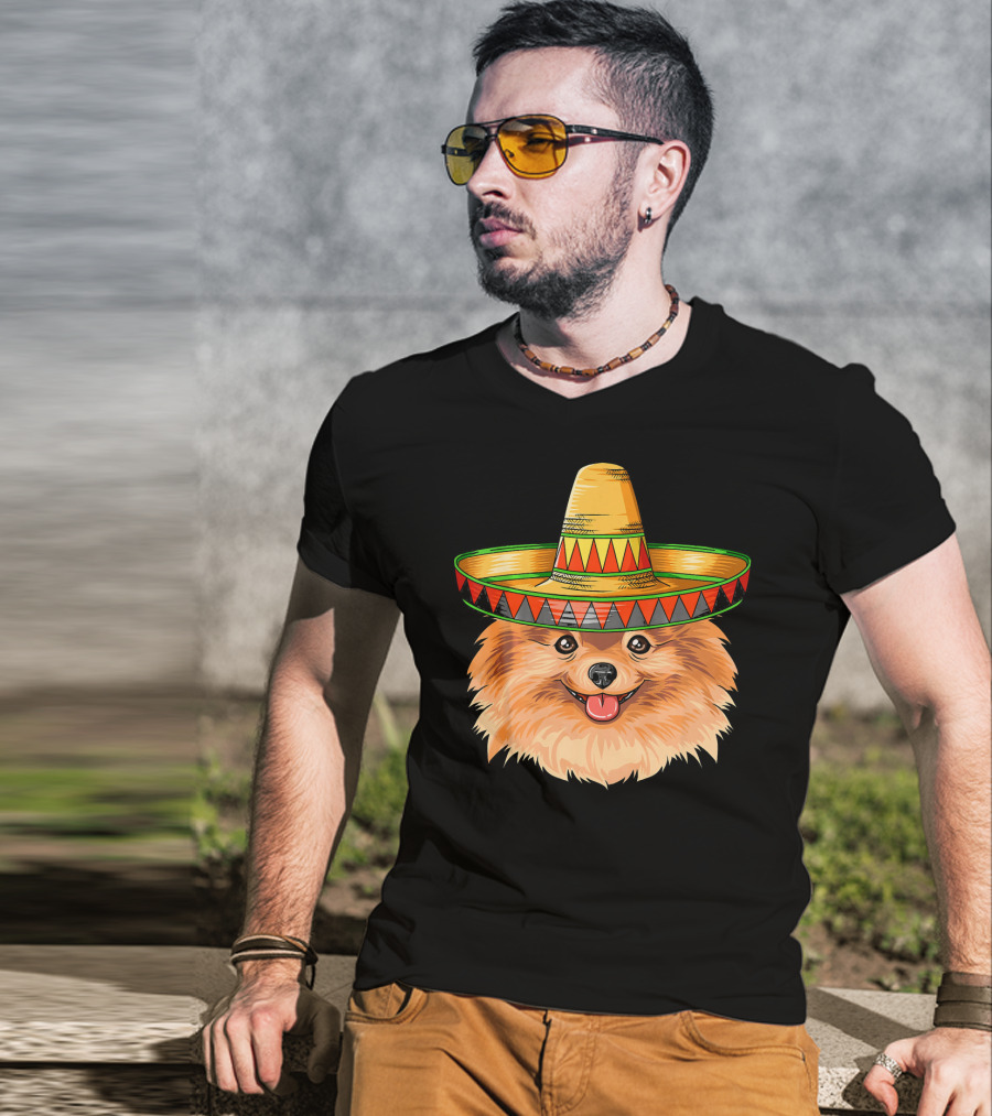 Pomeranian Cinco De Mayo Mexican Sombrero T-Shirt