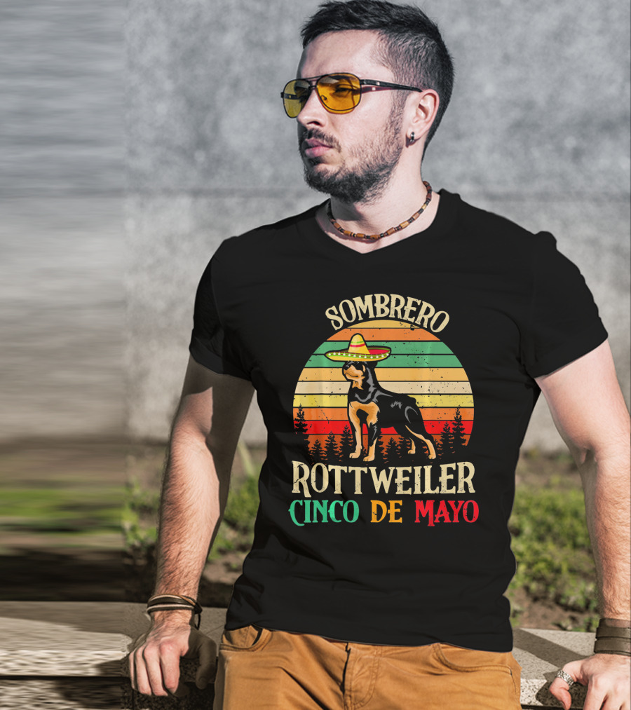 Sombrero Rottweiler Cinco De Mayo Vintage T-Shirt