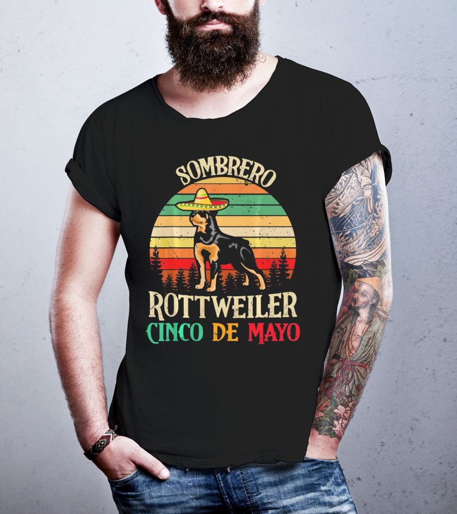 Sombrero Rottweiler Cinco De Mayo Vintage T-Shirt