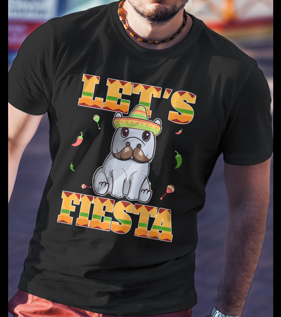 Let's Fiesta Hippopotamus Sombrero Peppers Maracas Cinco De Mayo T-Shirt
