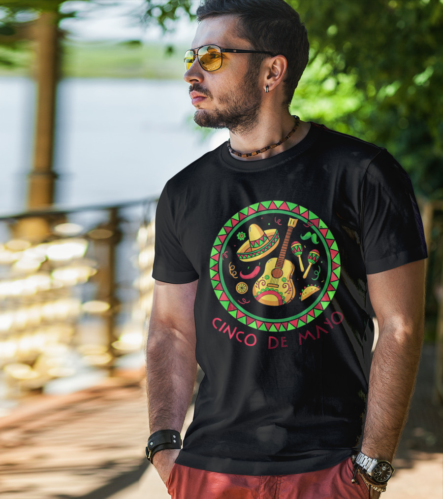 Cinco De Mayo Sombrero Guitar And Maracas Fiesta T-Shirt
