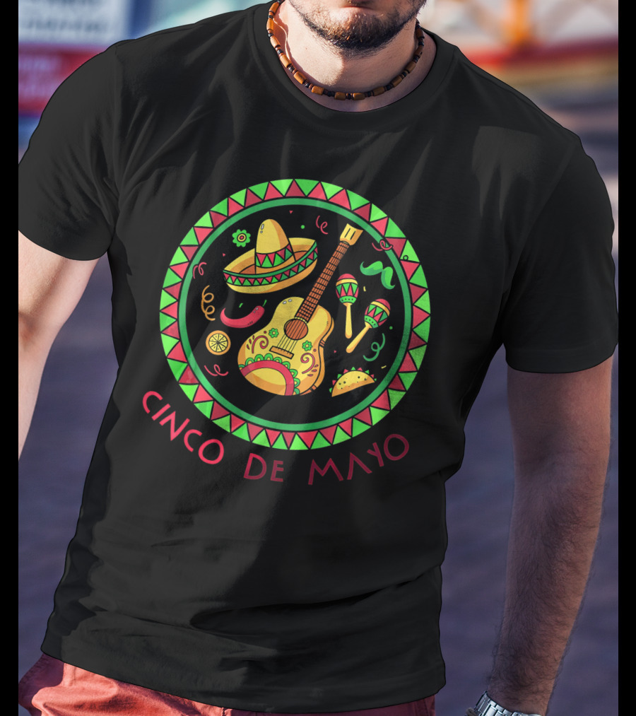 Cinco De Mayo Sombrero Guitar And Maracas Fiesta T-Shirt