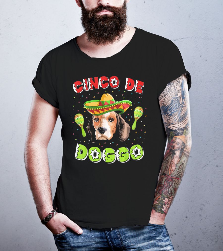 Cinco De Doggo Beagle Fiesta Sombrero Maracas T-Shirt