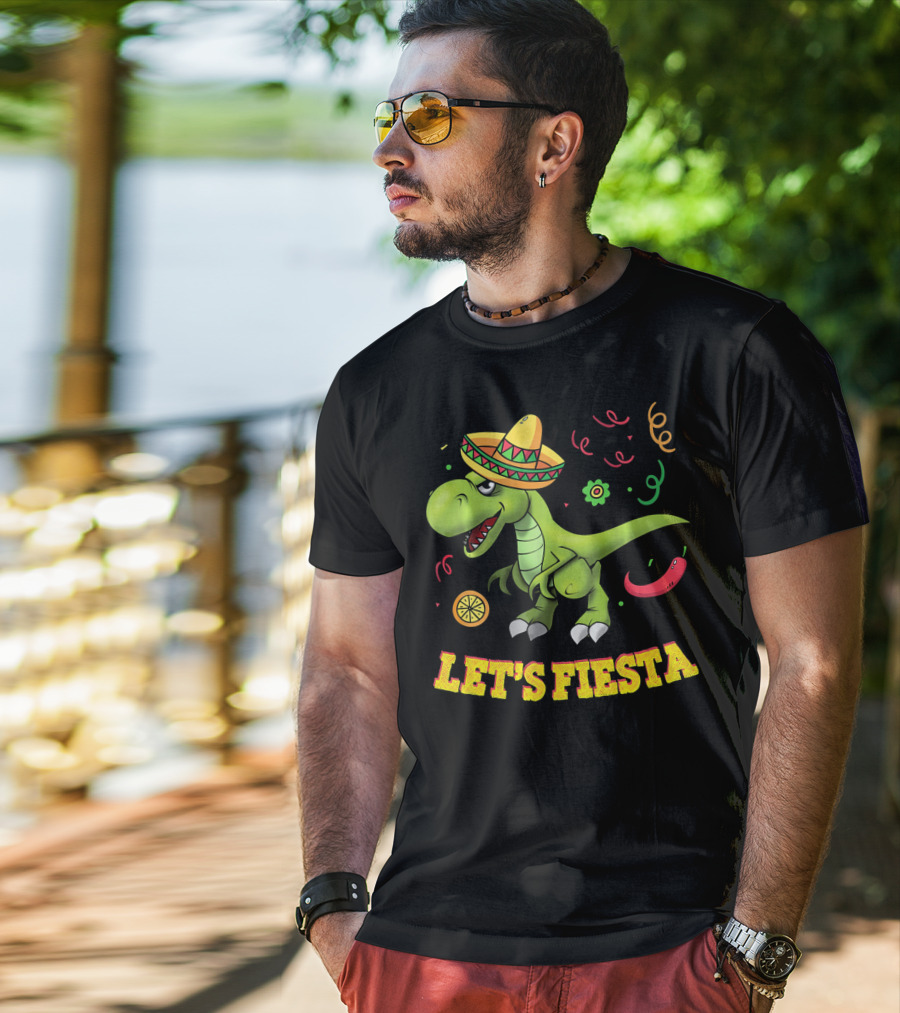 Let's Fiesta T Rex Cinco De Mayo Tyrannosaurus Sombrero T-Shirt