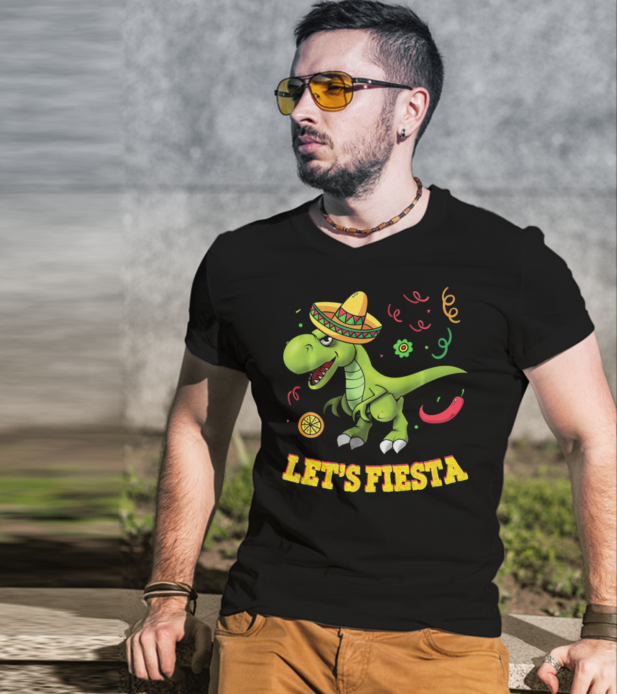 Let's Fiesta T Rex Cinco De Mayo Tyrannosaurus Sombrero T-Shirt
