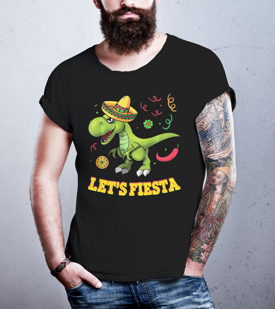 Let's Fiesta T Rex Cinco De Mayo Tyrannosaurus Sombrero T-Shirt