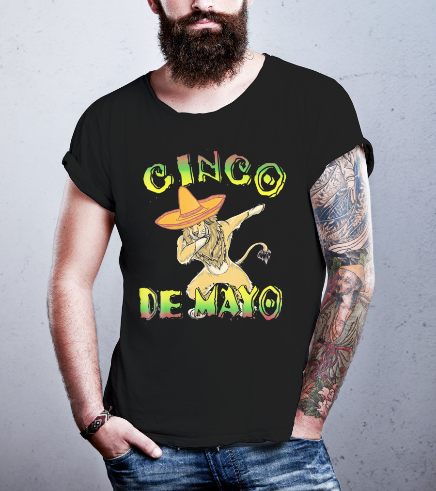 Cinco De Mayo King Of The Jungle Dabbing Lion With Sombrero T-Shirt