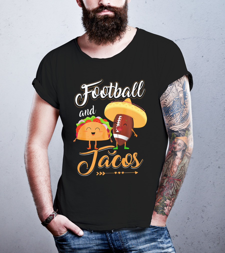 Football And Tacos Cute Cartoon Characters T-Shirt