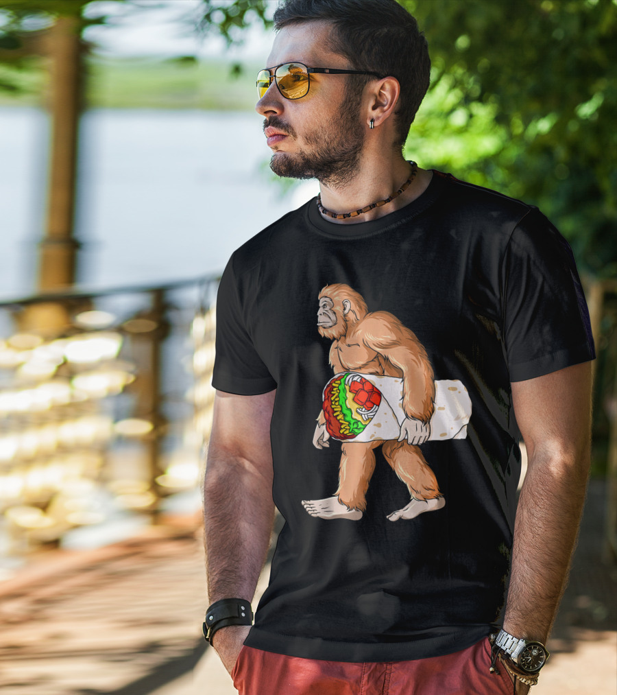 Bigfoot Carrying Burrito Sasquatch Cinco De Mayo T-Shirt