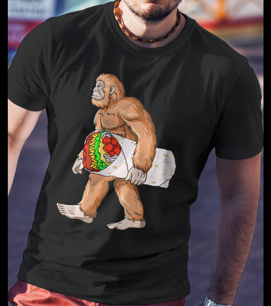 Bigfoot Carrying Burrito Sasquatch Cinco De Mayo T-Shirt