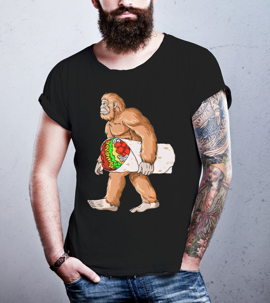 Bigfoot Carrying Burrito Sasquatch Cinco De Mayo T-Shirt
