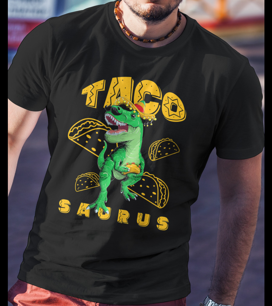 Cinco De Mayo Taco Saurus Dinosaur With Sombrero And Tacos T-Shirt