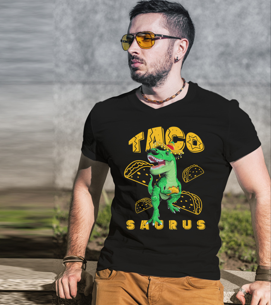 Cinco De Mayo Taco Saurus Dinosaur With Sombrero And Tacos T-Shirt