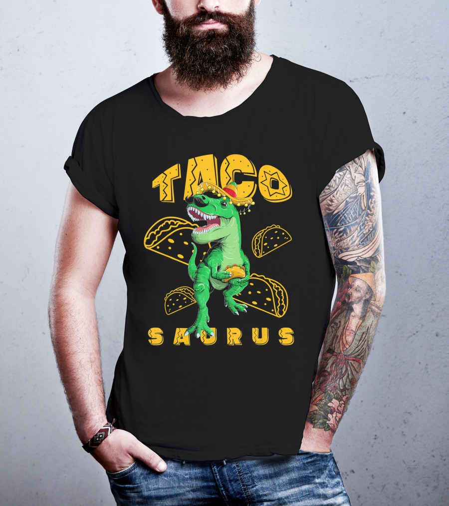 Cinco De Mayo Taco Saurus Dinosaur With Sombrero And Tacos T-Shirt
