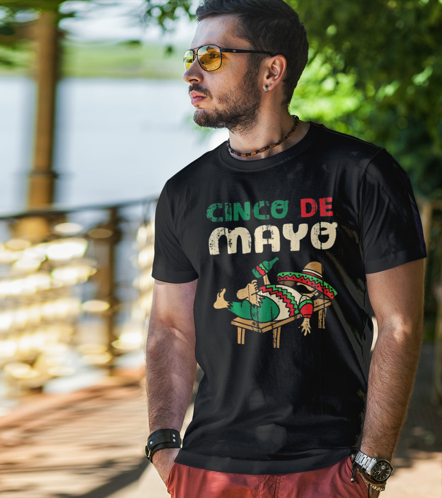 Cinco De Mayo Festive Celebration Sombrero And Poncho T-Shirt