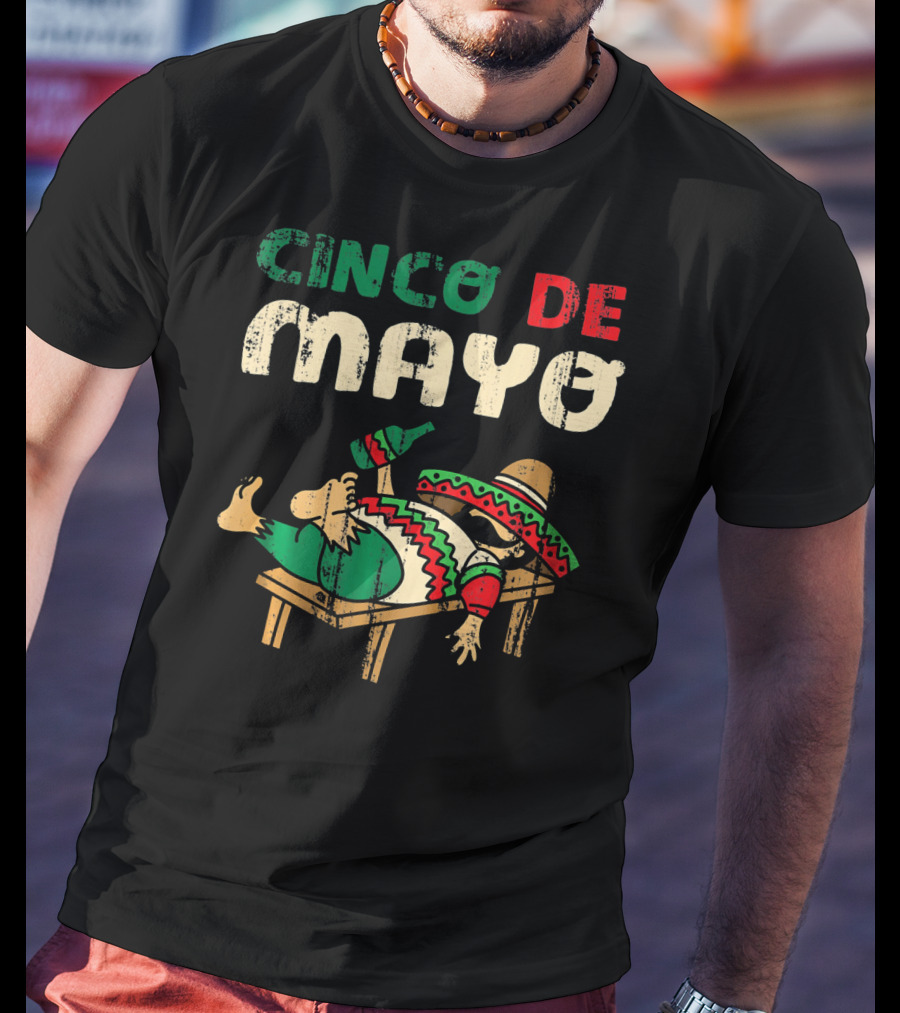 Cinco De Mayo Festive Celebration Sombrero And Poncho T-Shirt