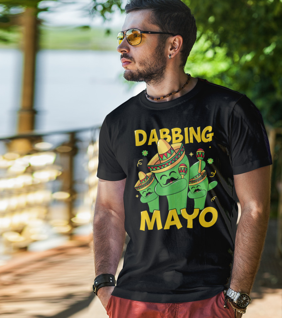 Dabbing Mayo Cactus With Sombrero And Maracas T-Shirt