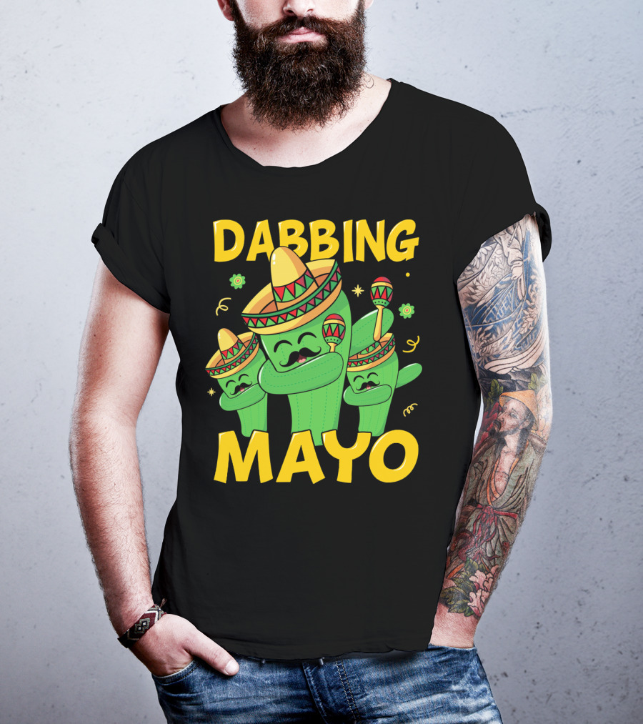 Dabbing Mayo Cactus With Sombrero And Maracas T-Shirt