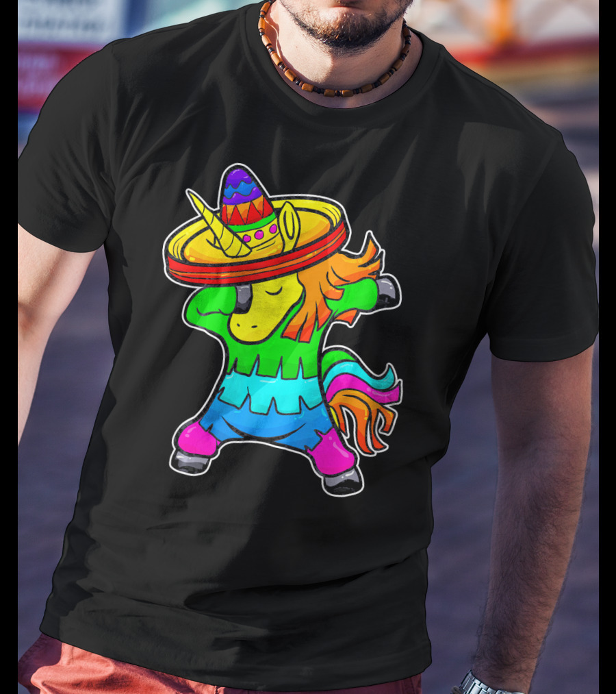 Cinco De Mayo Dabbing Unicorn Sombrero Fiesta T-Shirt