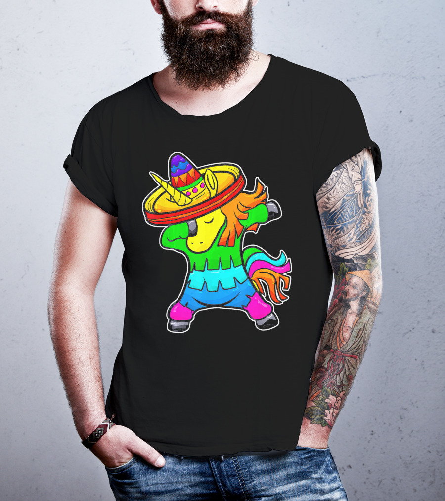 Cinco De Mayo Dabbing Unicorn Sombrero Fiesta T-Shirt