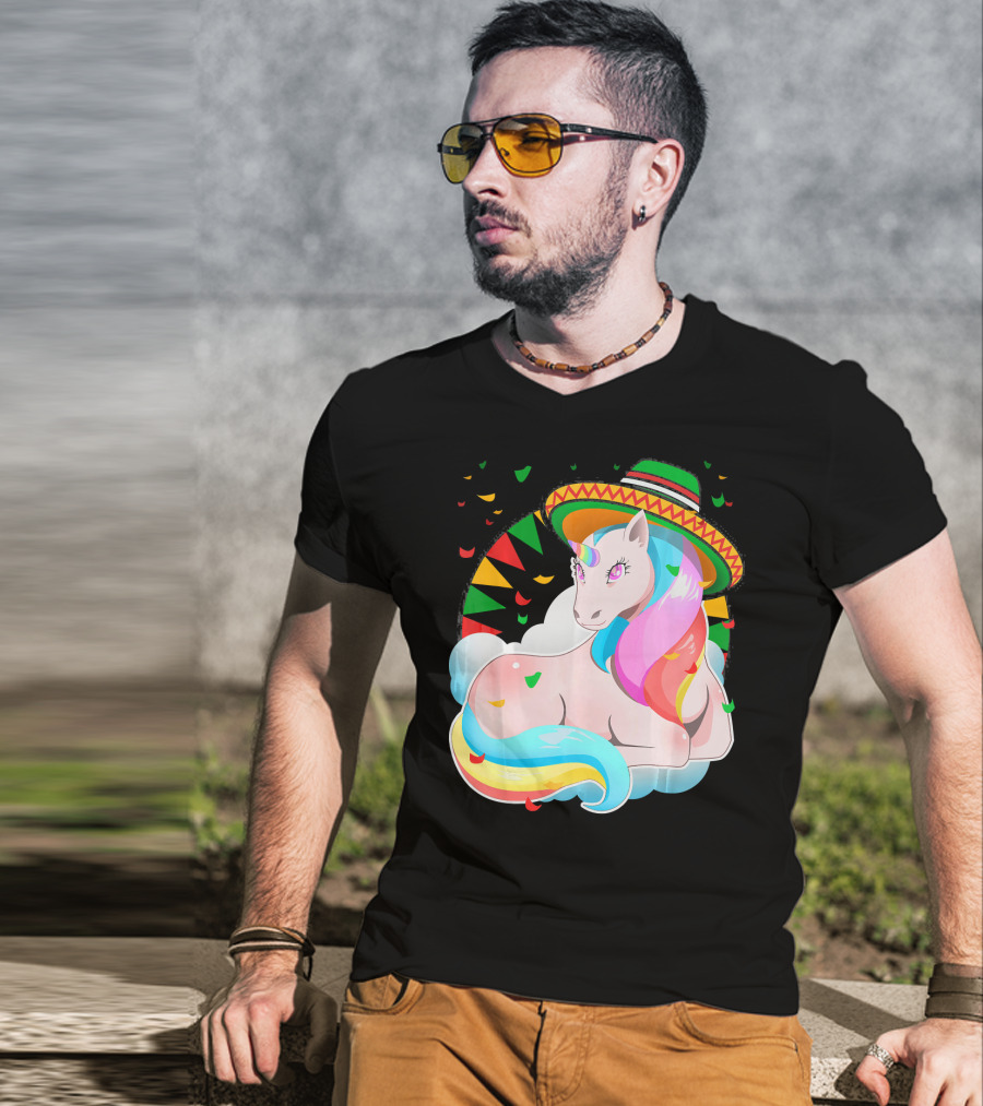 Cinco De Mayo Magical Unicorn Sombrero T-Shirt