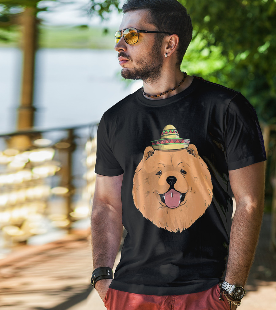 Chow Chow Dog Sombrero Fiesta Cinco De Mayo T-Shirt