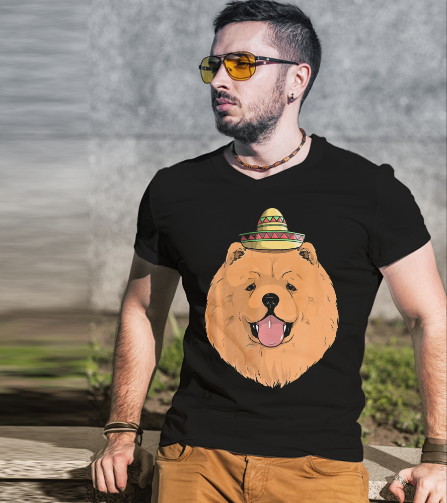 Chow Chow Dog Sombrero Fiesta Cinco De Mayo T-Shirt
