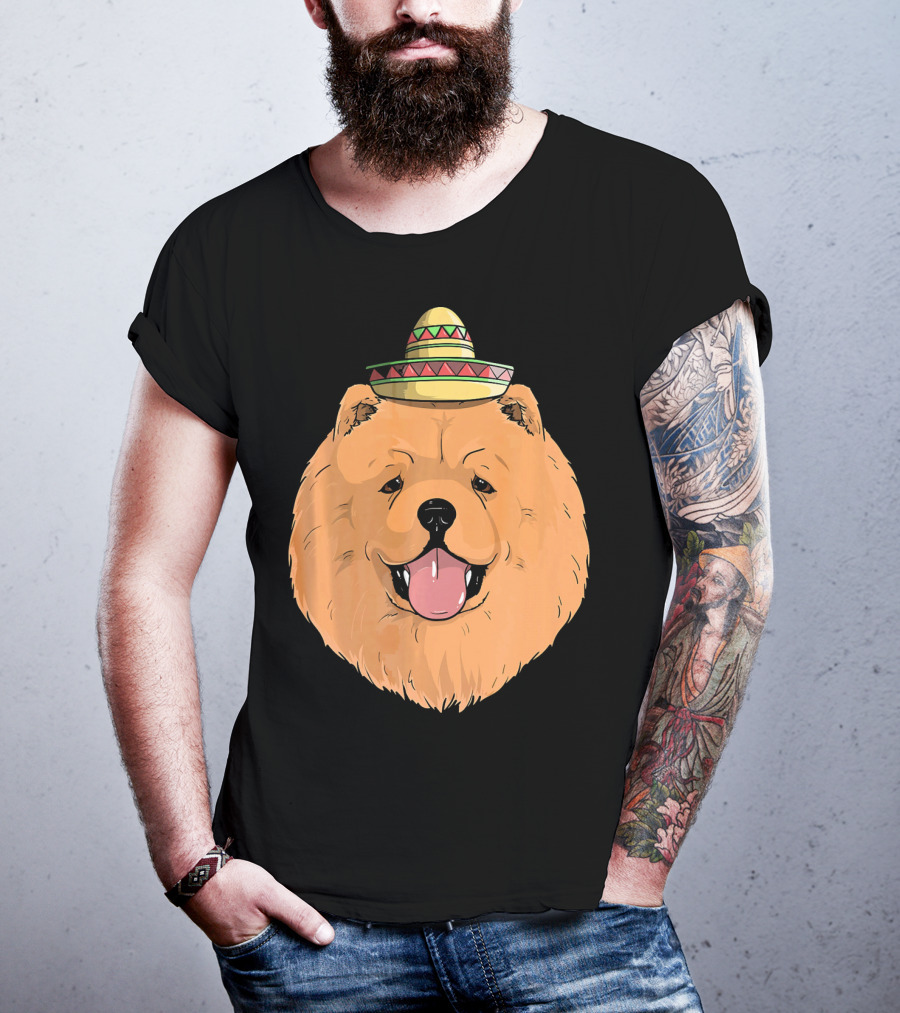 Chow Chow Dog Sombrero Fiesta Cinco De Mayo T-Shirt