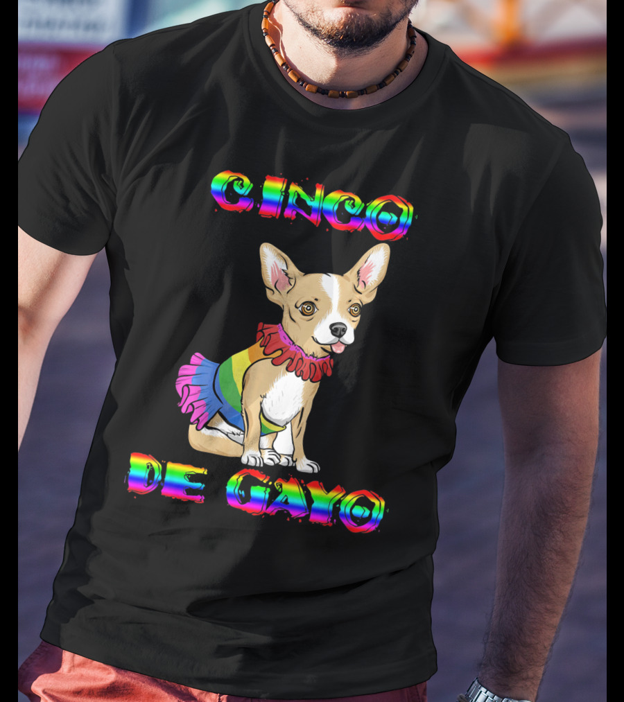 Cinco De Mayo Cinco De Gayo Rainbow Chihuahua T-Shirt
