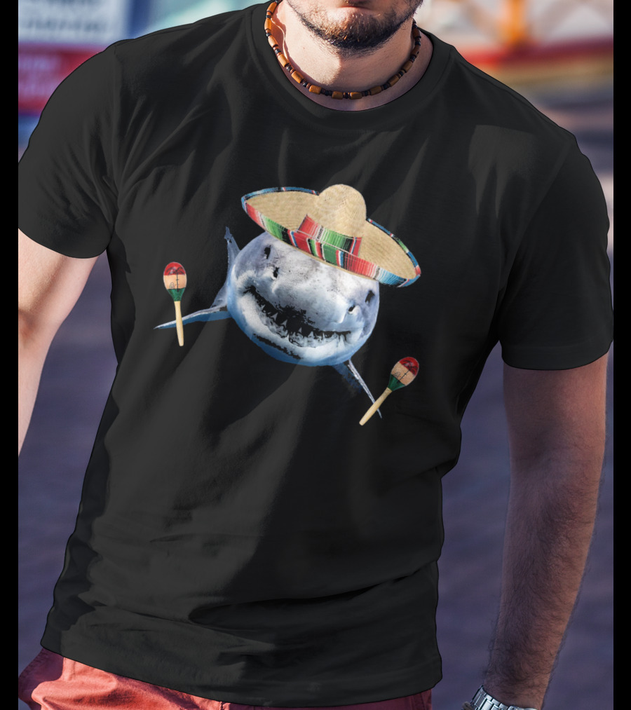 Cinco De Mayo Shark With Sombrero And Maracas T-Shirt