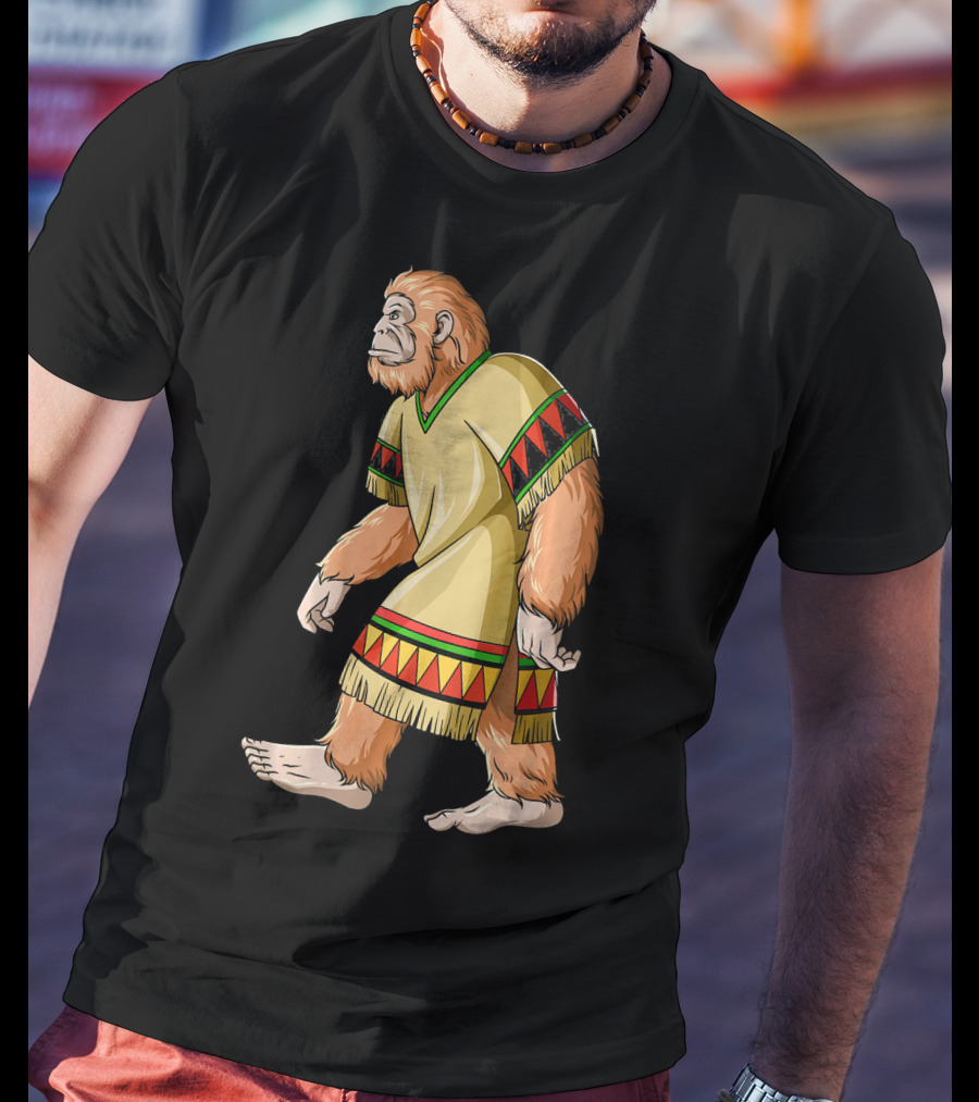 Bigfoot Sasquatch In Mexican Poncho Cultural Attire T-Shirt