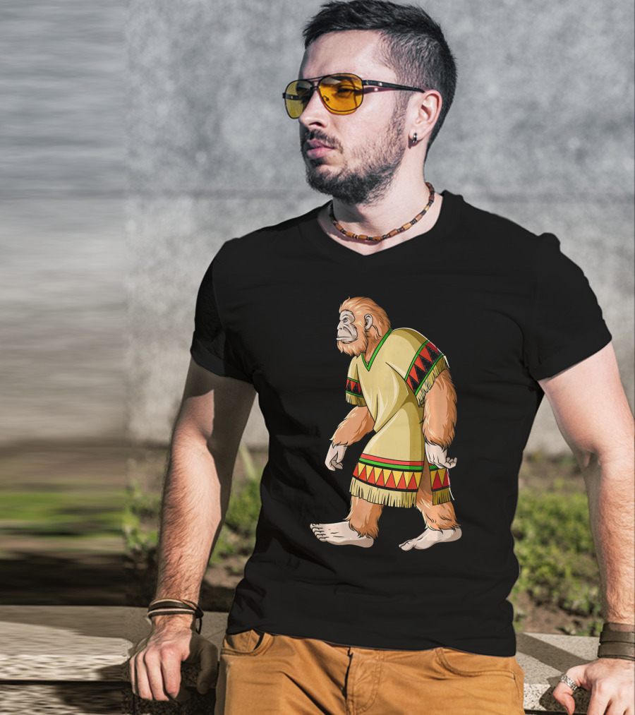 Bigfoot Sasquatch In Mexican Poncho Cultural Attire T-Shirt