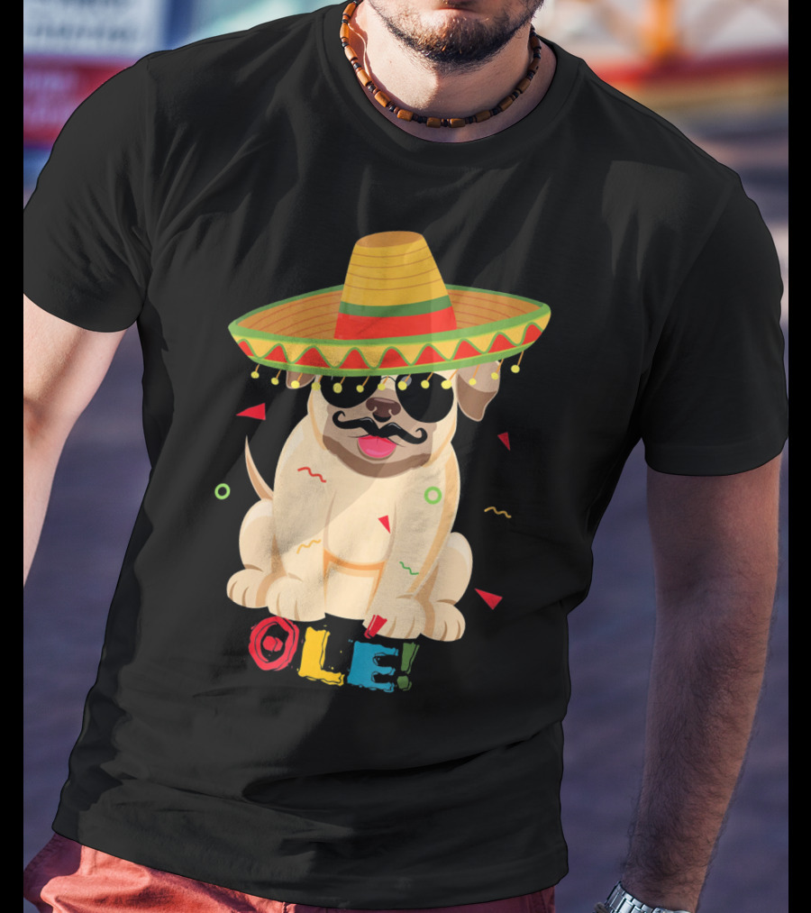 Ole Pug Sombrero Cinco De Mayo Dog T-Shirt