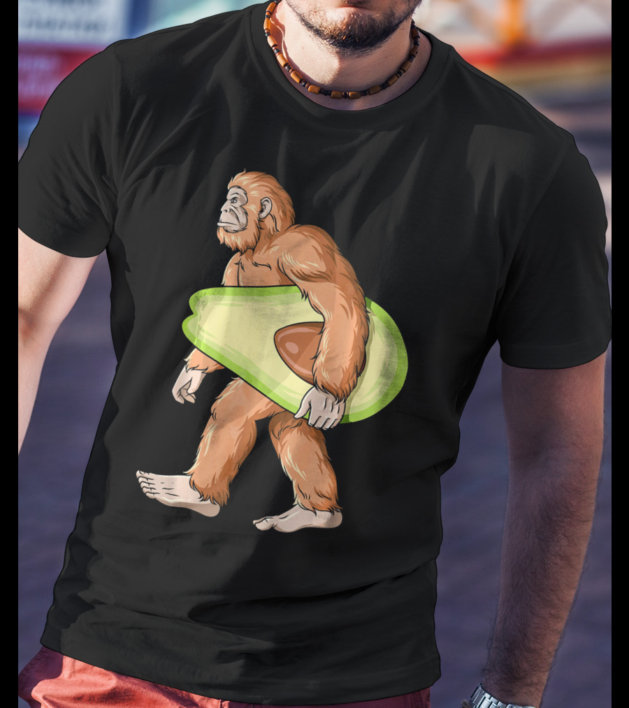 Bigfoot Carrying Avocado Sasquatch Cinco De Mayo Humor T-Shirt