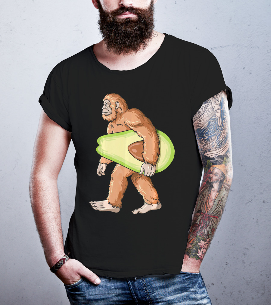 Bigfoot Carrying Avocado Sasquatch Cinco De Mayo Humor T-Shirt