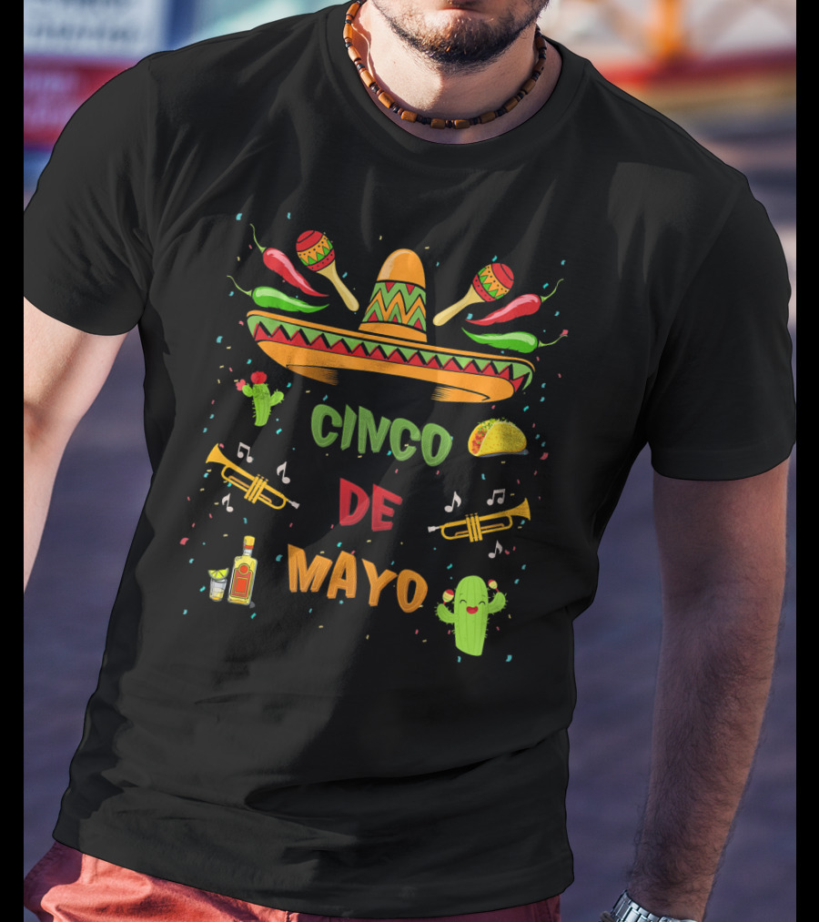 Cinco De Mayo Sombrero Maracas Taco Fiesta T-Shirt