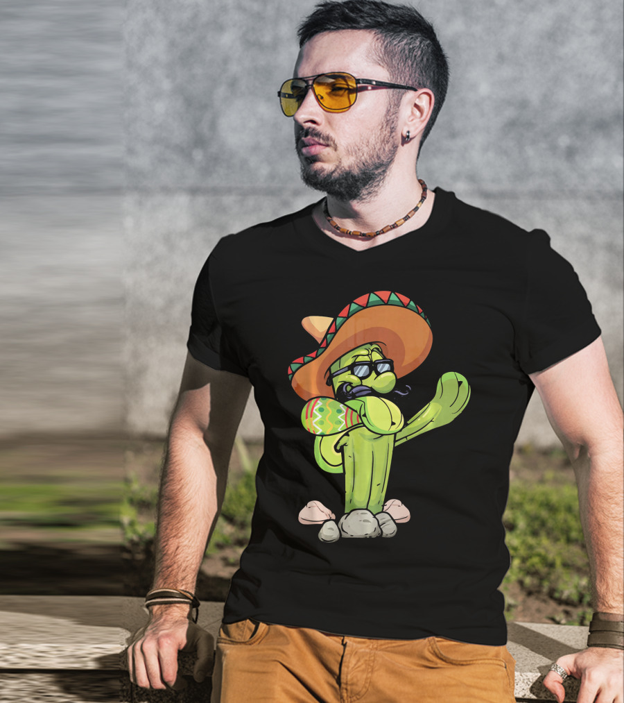 Sombrero Cactus Dabbing Dance Cinco De Mayo T-Shirt