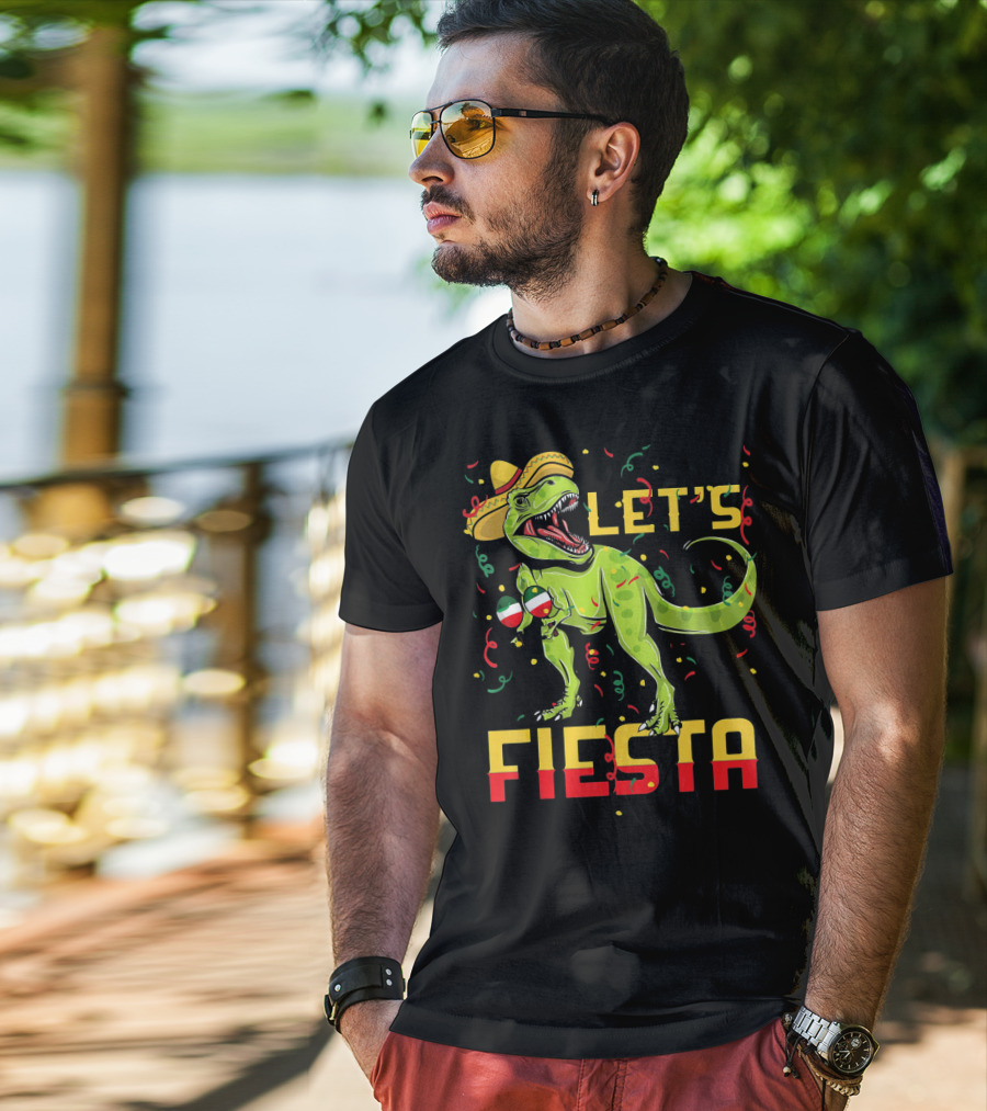 T Rex Cinco De Mayo Let's Fiesta T-Shirt