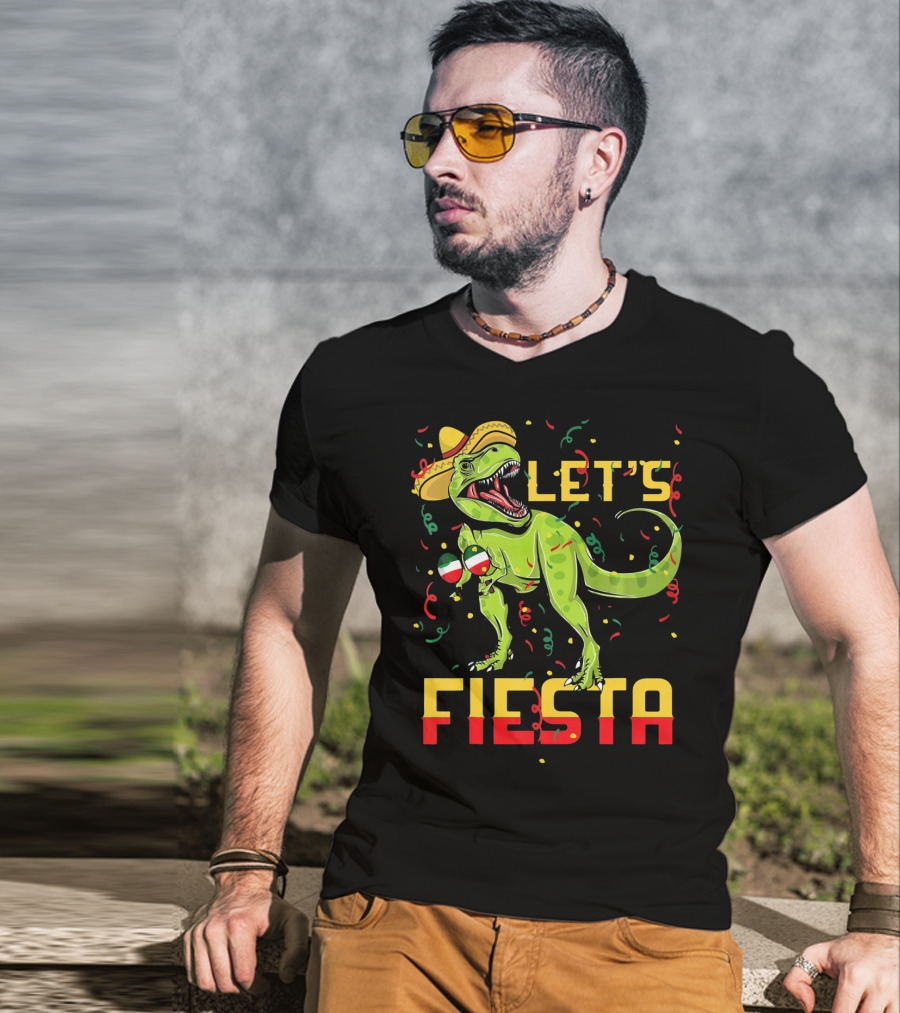 T Rex Cinco De Mayo Let's Fiesta T-Shirt