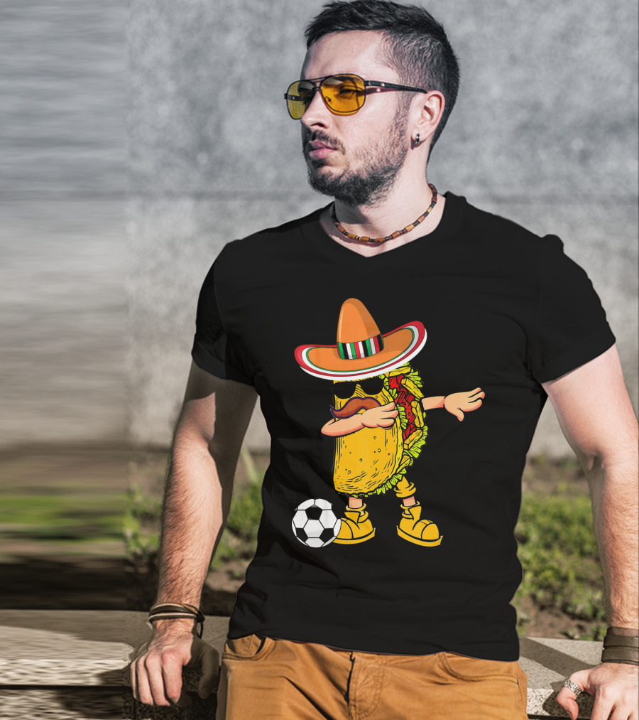 Dabbing Soccer Taco With Sombrero Cinco De Mayo Dab T-Shirt