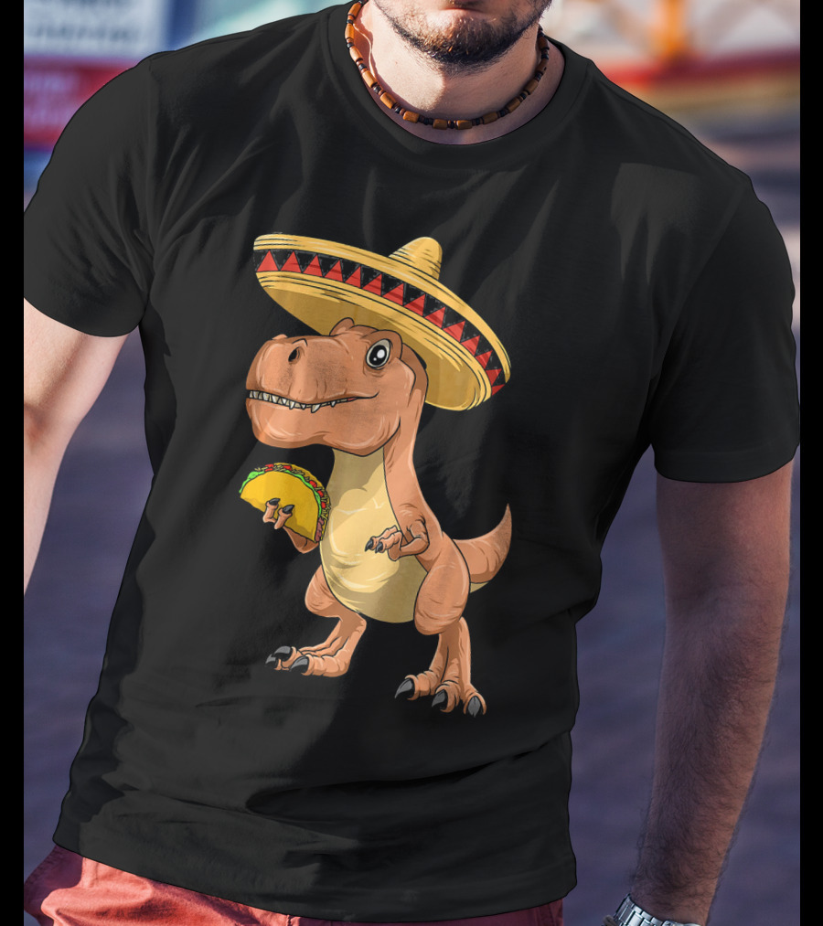 Dinosaur Taco Mexican Sombrero Dinosaur T-Shirt