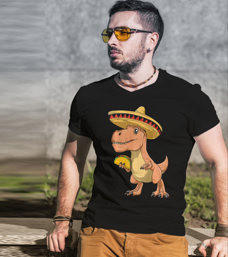 Dinosaur Taco Mexican Sombrero Dinosaur T-Shirt