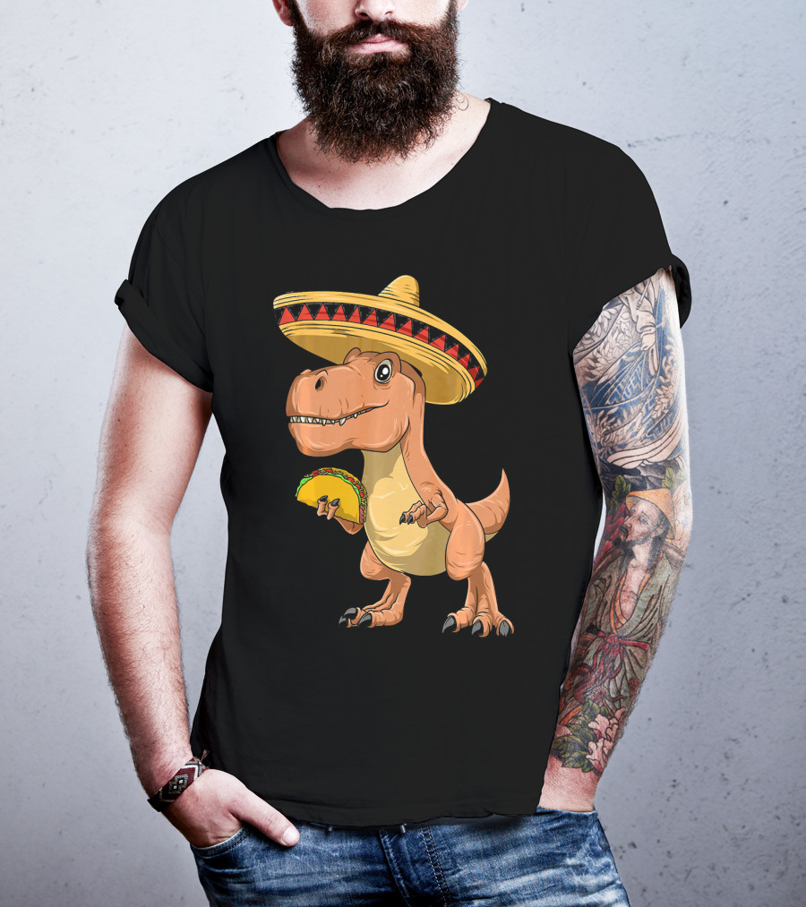 Dinosaur Taco Mexican Sombrero Dinosaur T-Shirt